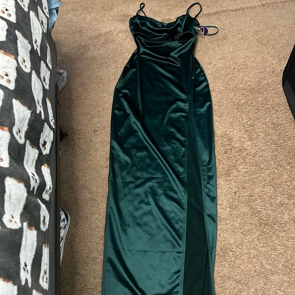 slim fit dress slacks Hollie Halter Slit Glitter Long Formal Dress